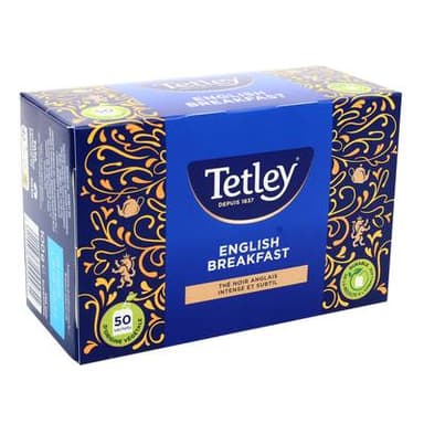 Tetley Thé English breakfast, 50 sachets