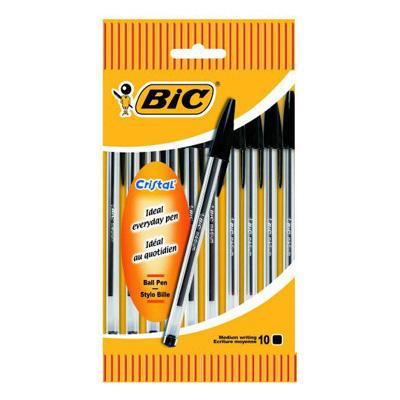 3086123734753 - Bic - Stylos bille cristal noir Pointe moyenne