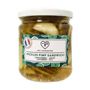 Les 3 Chouettes Pickles Concombre Aneth Bio, 330g