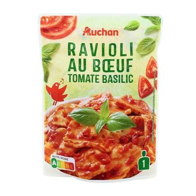 Auchan Ravioli au Boeuf Tomate Basilic Sachet Micro-ondes, 250g