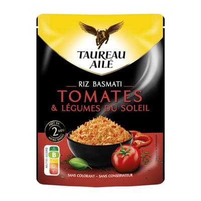 Taureau Ailé Riz Micro-ondes Express Basmati Tomate et Légumes du Soleil, 220g