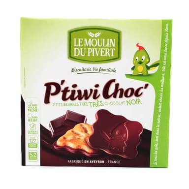 Le Moulin du Pivert Biscuit bio au chocolat noir - P'tiwi Choc', 125g