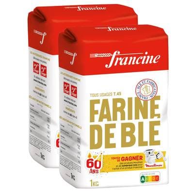 Francine Farine de blé, type 45, Lot de 2x1kg