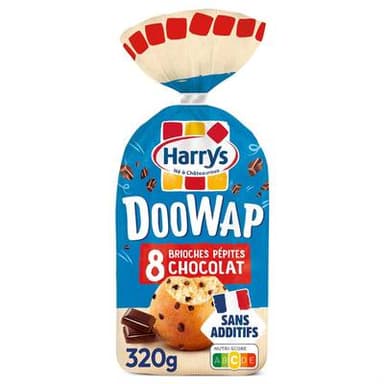 Harrys DooWap Brioche Individuelle Pépites de Chocolat Sans Additifs, 8 brioches - 320g