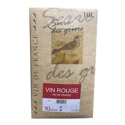 Vin De France rouge Serre des Grives  12.5°, Bag in box 10L