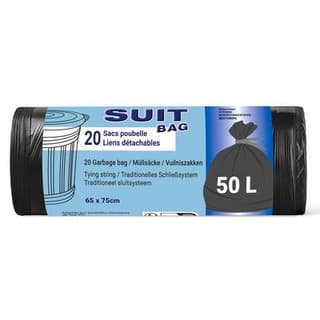 Suit Sac poubelle avec liens, 20x50L
