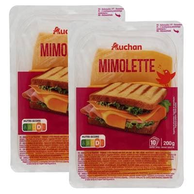 Auchan Mimolette jeune en tranche, Lot de 2x200g