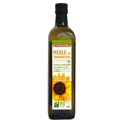 Ethiquable - Commerce Equitable Huile Bio de tournesol pressé à froid artisanalement, 75cl