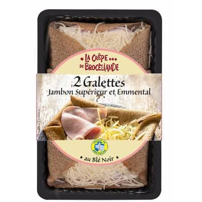 La Crêpe de Brocéliande Galettes Jambon Supérieur et Emmental, 2x150g