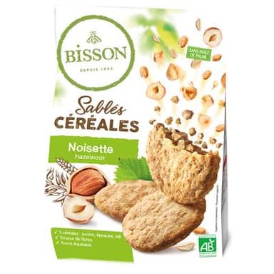 Bisson Biscuits sablés à la noisette et céréales bio, 200G