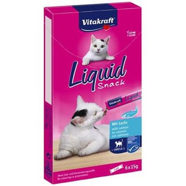 Vitakraft Liquid Snack Saumon MSC - Friandise pour Chat, 6x15g