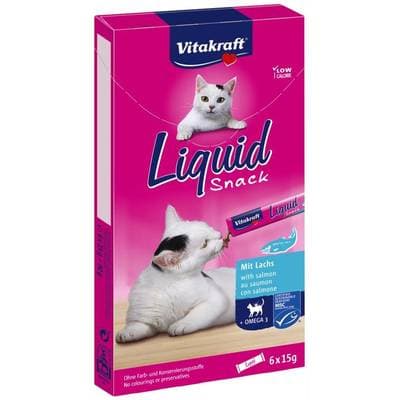 Vitakraft Liquid Snack Saumon MSC - Friandise pour Chat, 6x15g