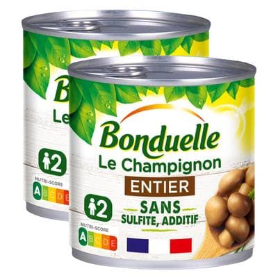 Bonduelle Champignons entiers sans sulfite et sans additif, Lot de 2x230g