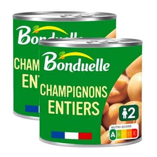 Bonduelle Champignons entiers sans sulfite et sans additif en conserve, Lot de 2x230g