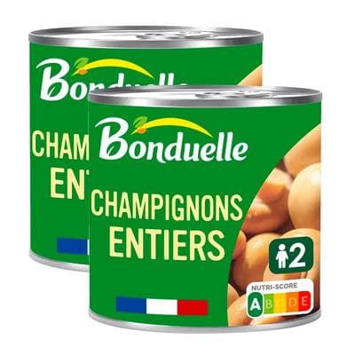 Bonduelle Champignons entiers sans sulfite et sans additif en conserve, Lot de 2x230g