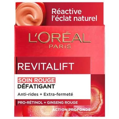 L'Oréal Crème Visage Anti-Rides Rouge Défatiguant, 50ml