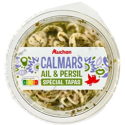 Auchan Calmars Cuits Sauce Ail et Persil, 100g