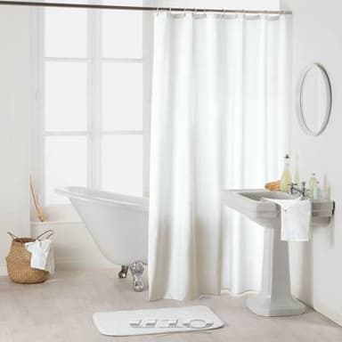 Douceur D Interieur Rideau de douche Essencia blanc avec anneaux, 180 x 200 cm