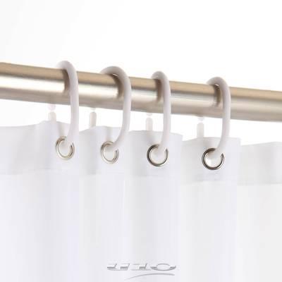 3574388006932 - Douceur D Interieur - Rideau de douche Essencia blanc avec anneaux