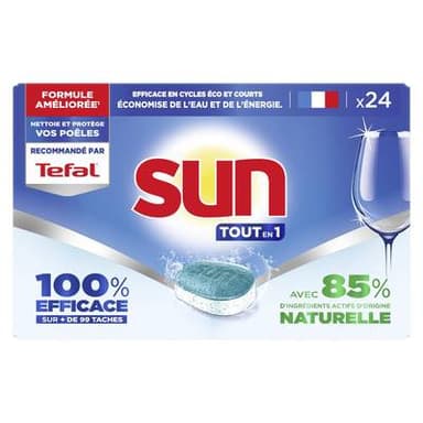 Sun Tablettes Lave Vaisselle tout en 1, 24 tablettes