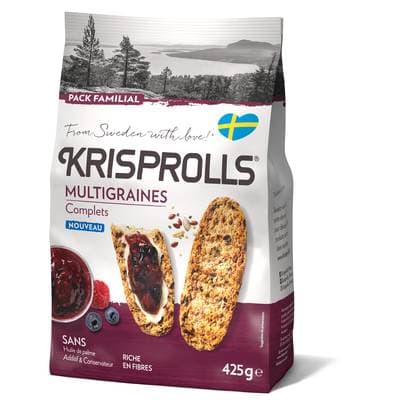 Krisprolls Petits pains suédois au blé complet multi graines, 425g