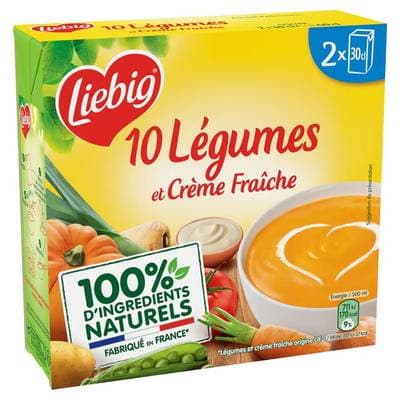 Liebig Soupe Velouté 10 Légumes et Crème Fraîche, 2x30cl