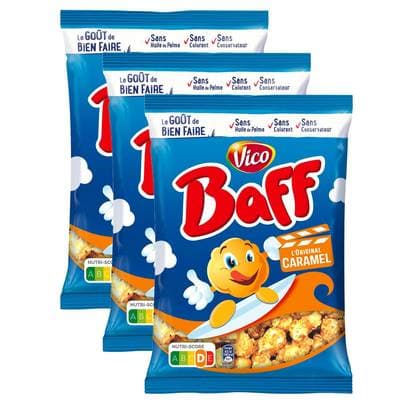 Baff Pop-corn Caramel, Lot de 3x100g