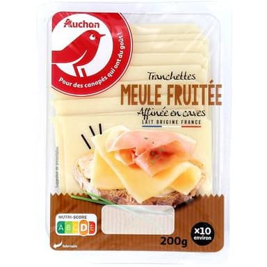 Auchan Fromage meule fruitée en tranche, 200g