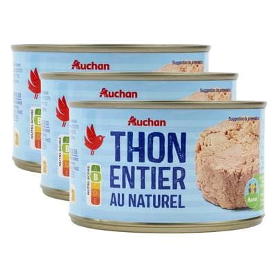 Auchan Thon listao au naturel, Lot de 3x280g