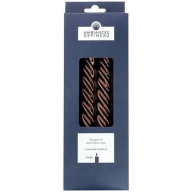 Ambiances Devineau Bougies flambeaux torsadées marron en boite carton, 4 bougies