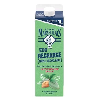 Le Petit Marseillais Crème de Douche Extra Doux Hydrate Et Nourrit Au Lait D'Amande Douce Eco Recharge, 1L
