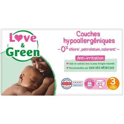 Love & Green Couches écologiques T3 4/9kg, 52 couches