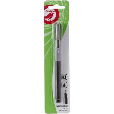Auchan Stylo feutre noir à pointe fine, 1 stylo feutre