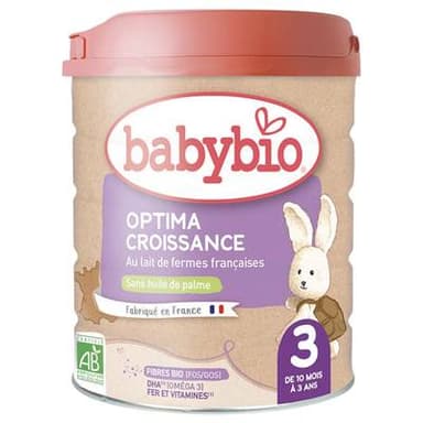 Babybio Lait de Croissance Optima Bio 3ème âge en Poudre, Dès 10 Mois, 800g