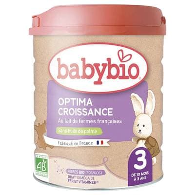 Babybio Lait de Croissance Optima Bio 3ème âge en Poudre, Dès 10 Mois, 800g