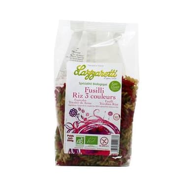 Lazzaretti Pâtes Fusilli Riz Bio 3 couleurs, sans gluten, 250G