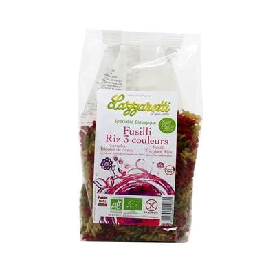 Lazzaretti Pâtes Fusilli Riz Bio 3 couleurs, sans gluten, 250G