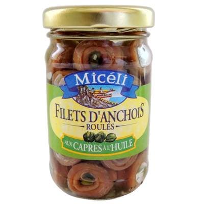 Miceli Filets d'Anchois Roulés aux Capres à l'Huile, 63g