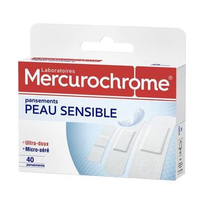 Mercurochrome Pansements spéciales peaux sensible, 40 pièces