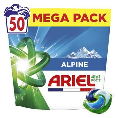 Ariel Lessive en Capsules 4en1 Pods Alpine, 50 capsules