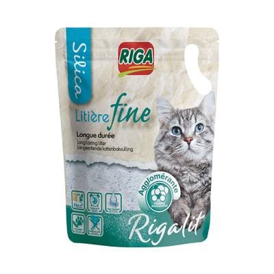 Riga Rigalit Litière Silice Agglomérante Fine pour chat 1,8kg, 4,2L