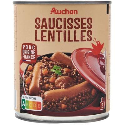 Auchan Saucisse Lentilles, 840g