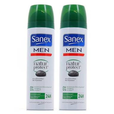 Sanex Men Déodorant spray 48h Natur Protect à la pierre d'Alun, Lot de 2x200ml