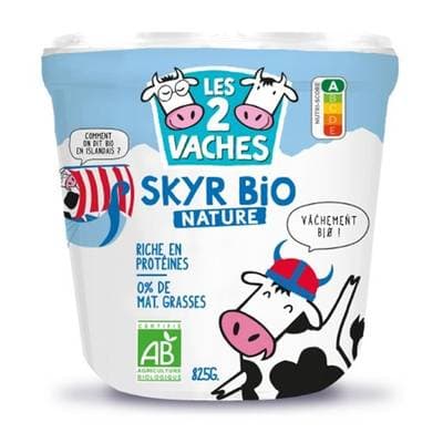 Les 2 Vaches Skyr Bio Nature 0%mg, 825g