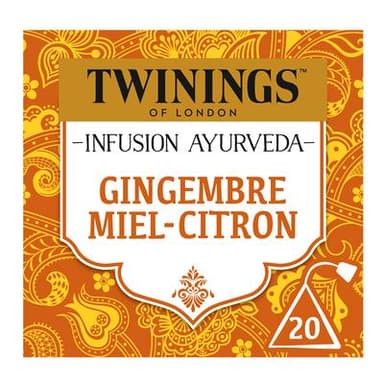 Twinings Infusion Ayurveda Gingembre Miel Citron, 20 sachets