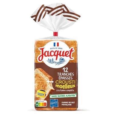 Jacquet Crousti moelleux pain de mie complet, 12 tranches - 730g
