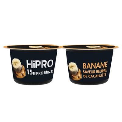 HiPRO Yaourt banane beurre cacahuète protéiné 0% mg, 2x160g