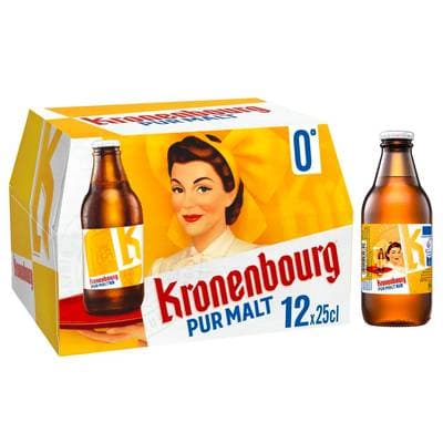 Kronenbourg Bière Blonde Pur Malt Sans Alcool 0,4%, 12x25cl