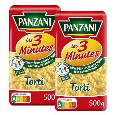 Panzani Pâtes Torti Cuisson Rapide 3 minutes, Lot de 2x500g