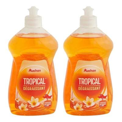 Auchan Liquide vaisselle dégraissant tropical, Lot de 2x500ml